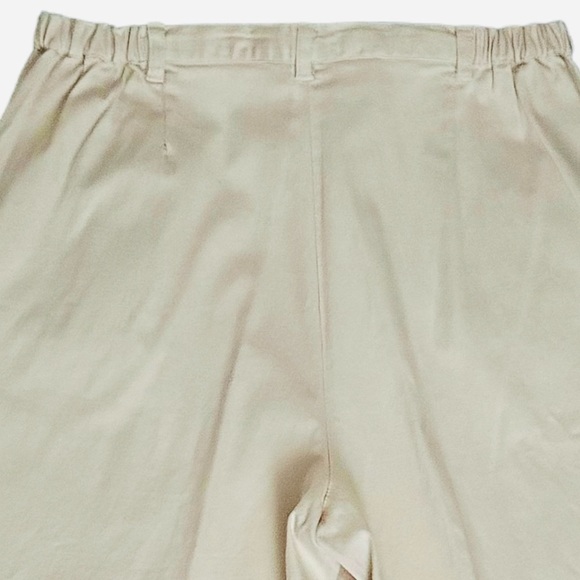Denim & Co Size Large Cream Wide Leg Cropped Pants Cotton Spandex - Picture 4 of 5